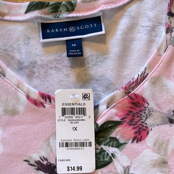 🆕NWT Karen Scott 1X Elbow Sleeve Tee - Picture 2 of 4